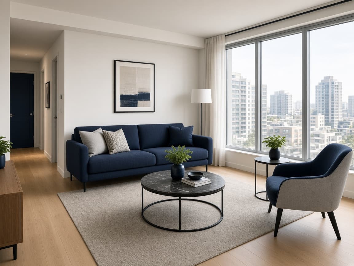 Furnished serviced apartment living space